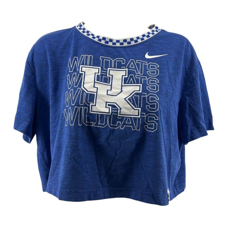 Nike Kentucky Wildcats Slub Ringer Performance Cropped T-Shirt Royal Women Small